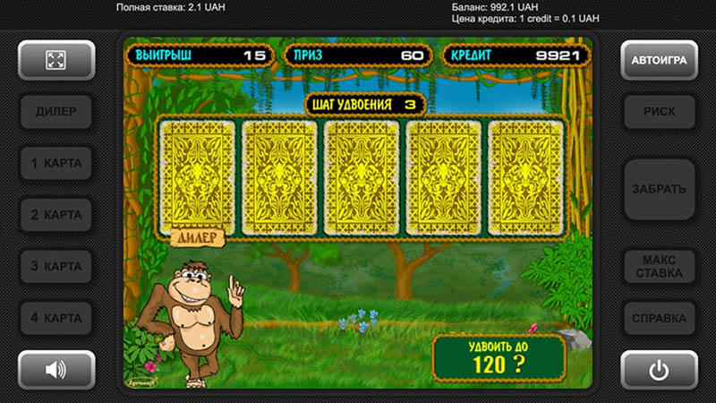 Игра на риск в Crazy Monkey