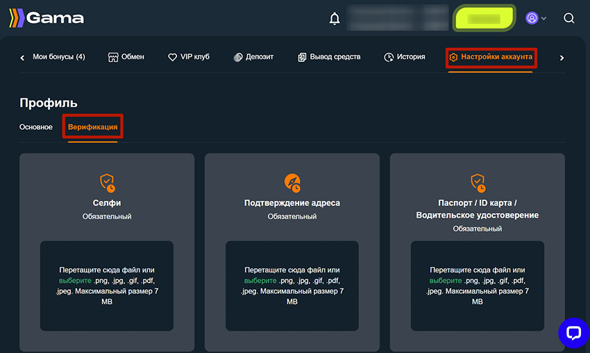 Раздел проверки личности