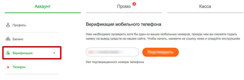 Раздел верификации